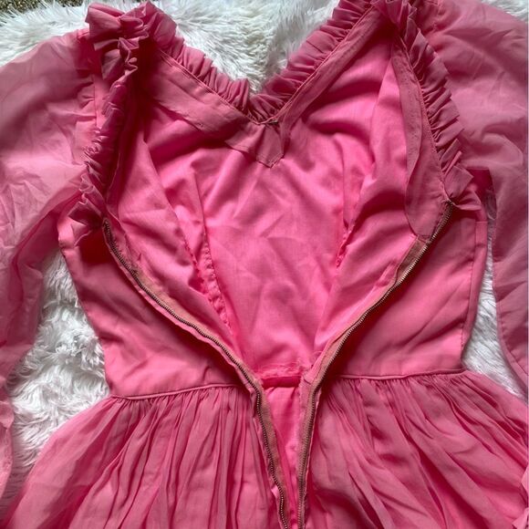 Vintage 60’s Square Dance Dress Swing Handmade Ruffle Pink Prairie Barbiecore - Picture 14 of 16